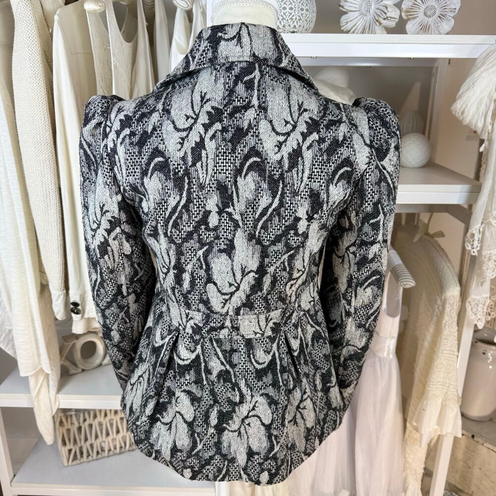 Jack sz. Small black & gray blazer puff sleeves, Edwardian, classic, mature 4382 - Picture 4 of 8